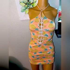 🧡🍍Pineapple summer bodycon orange dress 🍍🧡